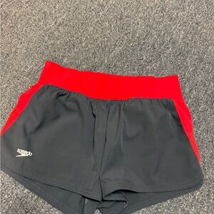 Speedo Women's Athletic Shorts in Black and Red